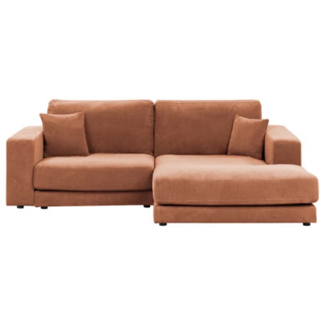 Beliani Corner Sofa 3 Seater Lofoten Fabric Light Red Left Hand