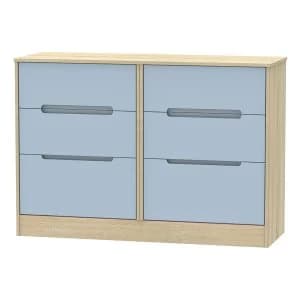 Robert Dyas Barquero Ready Assembled 6-Drawer Midi Chest - Pine/Denim