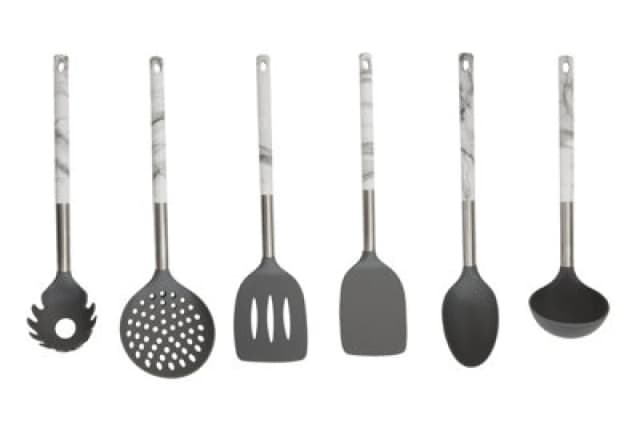 Orsina Interiors By Premier: 6 Piece Kitchen Tool Set, Silicone Spatula And Spoon Set, Kitchen Utensil Set With Marble Effect Handles