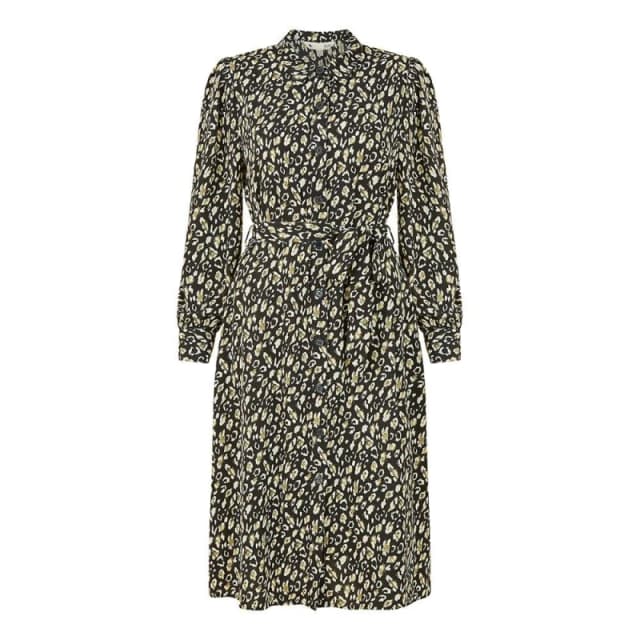 Yumi Black Leopard Print Shirt Dress Black female