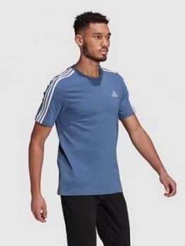 Adidas Plus Size 3-stripe T-Shirt, Blue, Size 3XL, Men
