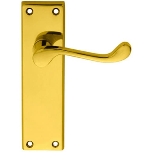 Loops PAIR Victorian Scroll Lever on Sweedor Latch Backplate 150 x 43mm Polished Brass Metallics