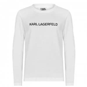KARL LAGERFELD Junior Unisex Basic Long Sleeve T Shirt - White 10B