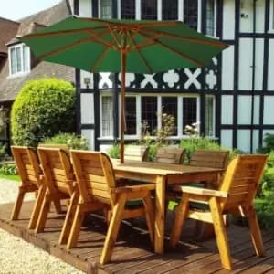 8 Seater Rectangular Table Set - Green Accessory Set - Green Accessory Set