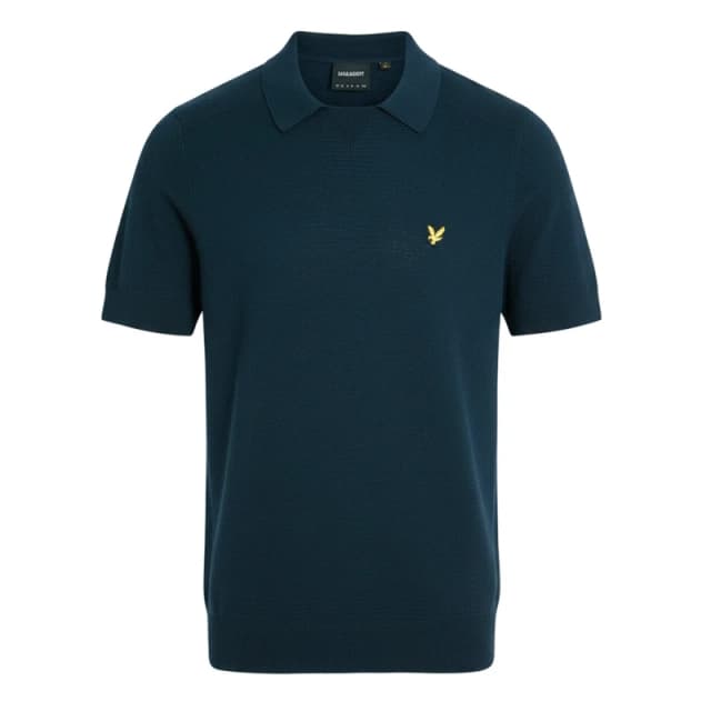 Lyle and Scott Herringbone Knitted Polo Shirt Blue male XS