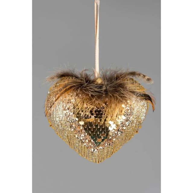 Shatchi 10cm Gold Heart - Christmas Hanging Decoration Gold