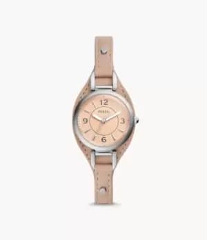 Fossil Women Carlie Three-Hand Latte Eco Leather Watch