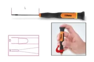 Beta Tools 1257LP Precision/Micro-Screwdriver Flat/Slotted 0.2 x 1.2mm 012570012