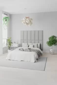 EasyMount Wall Mounted Upholstered Panels, Modular DIY Headboard in Pure Pastel Cotton Fabric (Pack of 2)