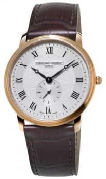 Frederique Constant Mens Slimline Brown Leather Strap Watch