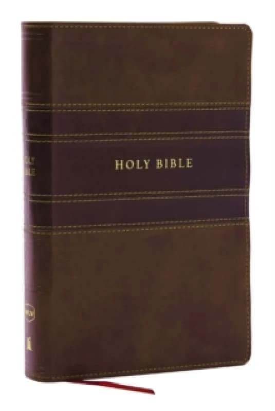 NKJV Personal Size Large Print Bible with 43,000 Cross References, Brown Leathersoft, Red Letter, Comfort Print Leather / fine binding