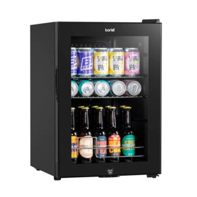 Baridi 60L Beer & Drinks Fridge With LED Light, Black And Glass Door, Black DH62