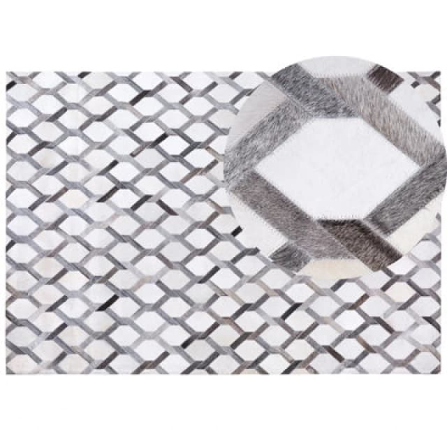 Beliani Rug Aydin Grey 160 X 230 Cm Leather