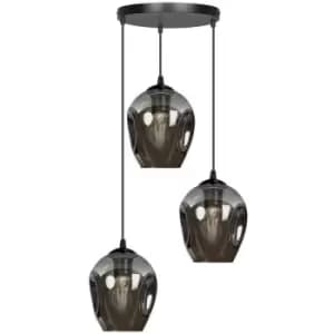 Emibig Istar Black Cluster Pendant Ceiling Light with Graphite Glass Shades, 3x E27