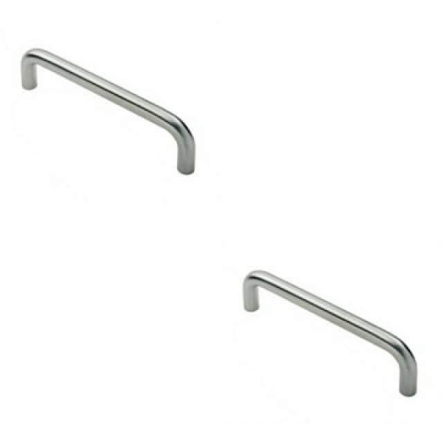 Loops 2x Round D Bar Pull Handle 469 x 19mm 450mm Fixing Centres Satin Steel Metallics unisex