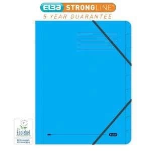 Original Elba Boston Foolscap Part File Pressboard Elasticated 9 Part Blue Pack of 5