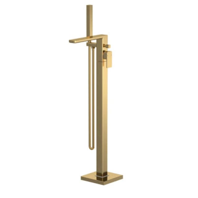 Balterley Freestanding Square Bath Shower Mixer Tap Brushed Brass Metallics unisex