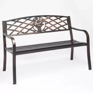 Greenhurst Bronze Coalbrookdale Garden Bench with Cast Iron Rose Insert