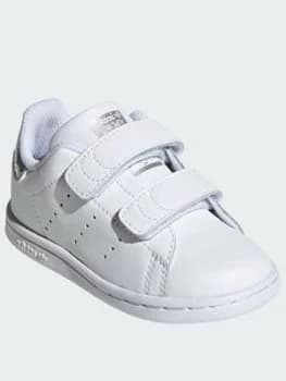 adidas Originals Stan Smith Infant Trainers - White Sparkle, White/Sparkle, Size 6