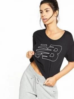 New Balance Athletics Cropped Tee Black Size L Women