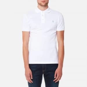 Polo Ralph Lauren Mens Slim Fit Stretch Mesh Polo Shirt - White - M