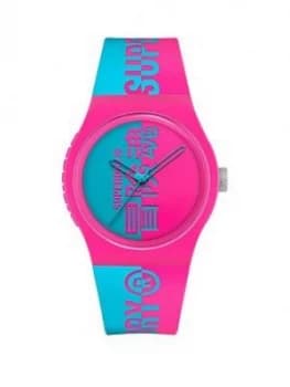 Superdry Supderdry Pink & Blue Logo Strap Watch, Pink/Blue, Men
