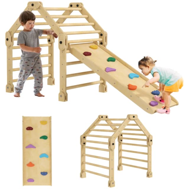 AIYAPLAY 3 in 1 Kids Climbing Set, Foldable Toddler Climbing Toys with Ramp, Multi 331-066V00MX