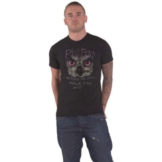 Pink Floyd Pink Floyd Men What Do You Want From Me? Owl T-Shirt in Black Size: Small Black S Male 5063238512214