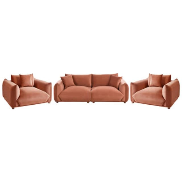 Beliani Living Room Set 5 Seater Luvos Velvet Golden Brown