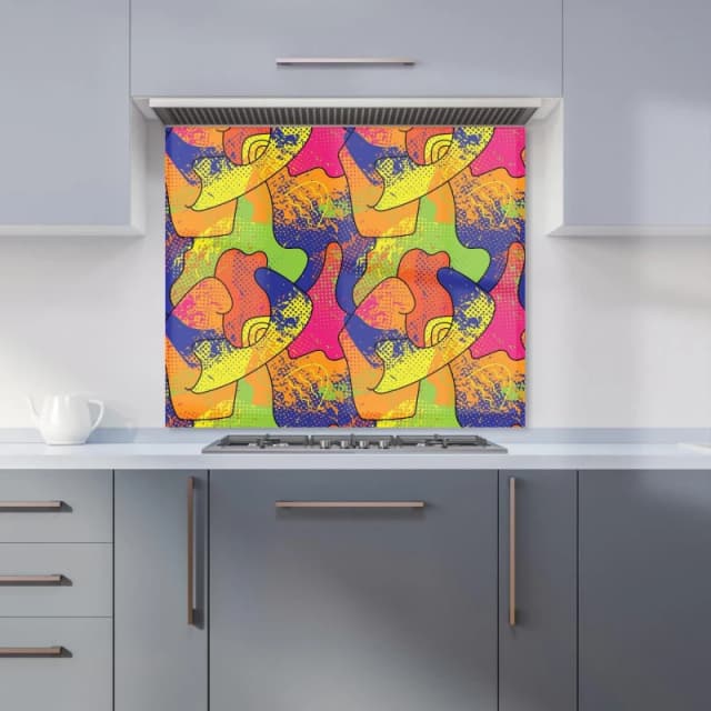 Warren Reed - Designer Bright Abstract Pattern Kitchen Splashback in Yellow Size: 700mm x 650mm Yellow Unisex 700mm x 650mm