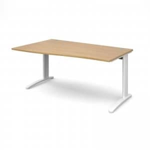 TR10 Left Hand Wave Desk 1600mm - White Frame Oak Top