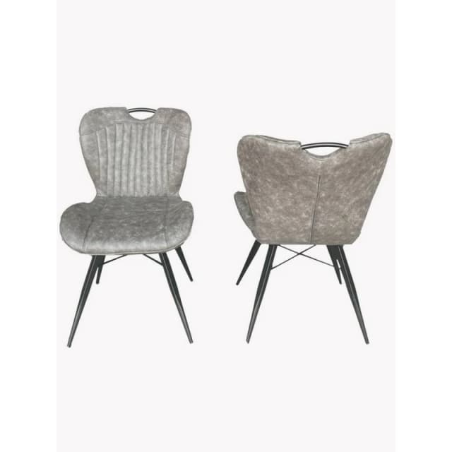 Jaipur Furniture Ltd Dining Fabric Chair with Metal Legs (Set of 2) - Grey/Black - Assembly Required in Grey Grey Unisex