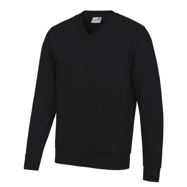 AWDis AWDis Men Academy V Neck Jumper Sweatshirt in Black Size: X-Small Black XS Male 5054752810771