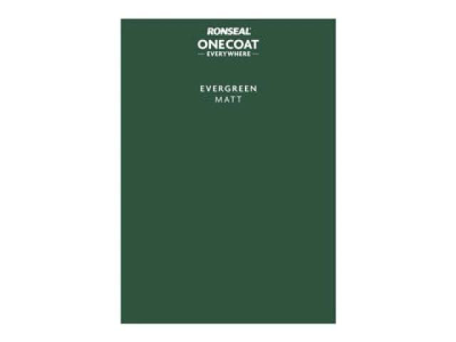 Ronseal One Coat Everywhere Multi Surface Matt Paint Evergreen - Peel & Stick Tester A5 Green