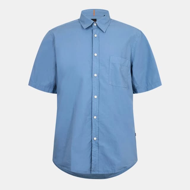 Boss Mens Short Sleeve Oxford Shirt Open Blue male S