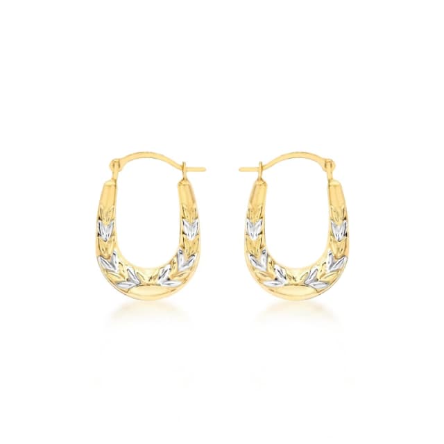 Be You 9ct Gold 2-Colour Mini Patterned Hoops Gold female One Size