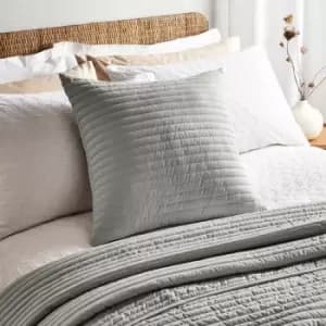 Bianca Luxurious Linear Lines Quilted Filled Cushion, Silver, 55 x 55 Cm