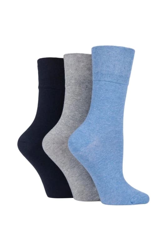 SOCKSHOP Iomi 3 Pair Footnurse Gentle Grip Diabetic Socks Blue