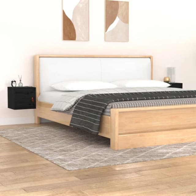 Vidaxl Wall Cabinets 2 Pcs Black 31.5X30X30 Cm Solid Wood Pine, Black 818364