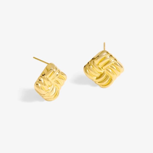 Jon Richard Gold Plated Square Ridge Earrings Gold female One Size