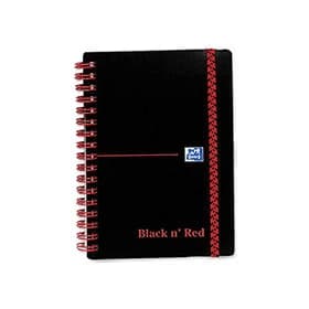 Polypropylene Black & Red A6 90gsm Wirebound Ruled Notebook (140 Pages)