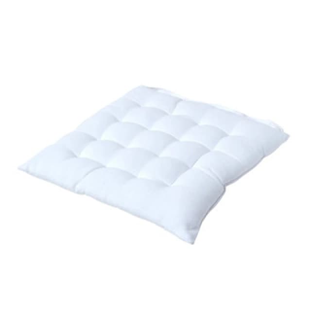 Homescapes Plain Seat Pad with Button Straps 100% Cotton White