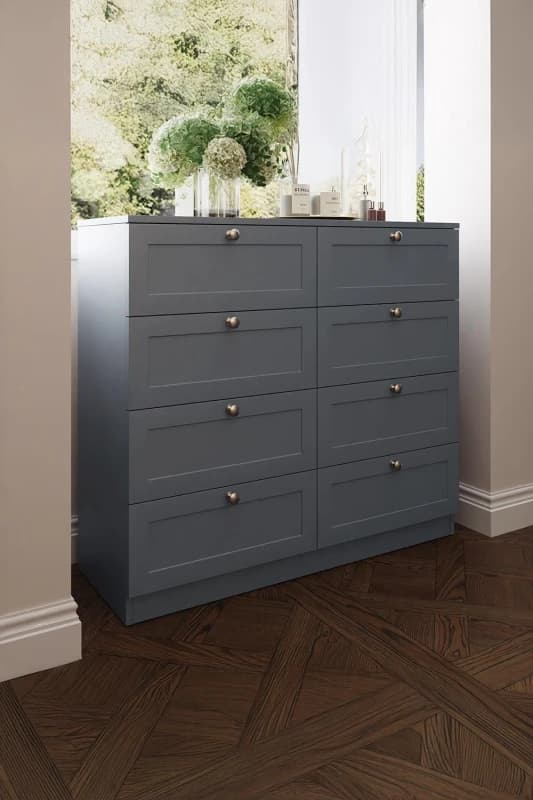 FWStyle FWStyle Dark GRey 8 Drawer Chest Of Drawers Panelled Design Grey One Size Unisex 5056413127334