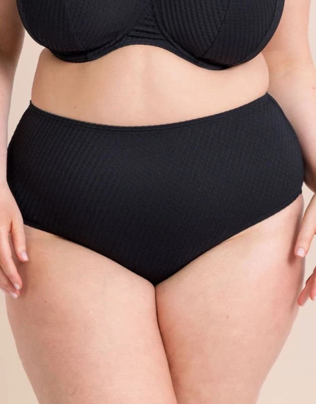 Curvy Kate Womens Jet Set High Waist Bikini Brief Bottoms in Black Size: 2XL Black Female 2XL