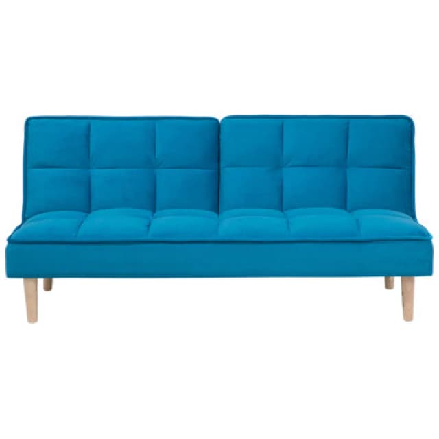 Beliani Sofa Bed 3 Seater Siljan Fabric Sea Blue