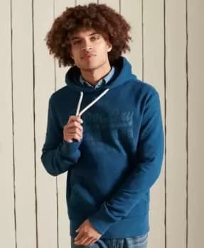 Superdry Mens Vintage Logo Tonal Hoodie Blue / Blue Bottle - Size: M