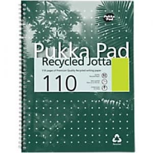 Pukka Pad Jotta A4 Wirebound Green Cardboard Cover Notebook Ruled Recycled 110 Pages Pack of 3
