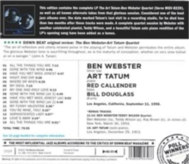 The Ben Webster Art Tatum Quartet CD / Album