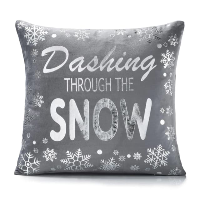 Alan Symonds Dashing Through The Snow Christmas Cushion Grey unisex 45x45cm