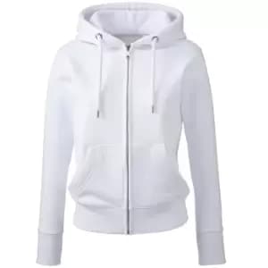 Anthem Womens/Ladies Organic Full Zip Hoodie (L) (White)